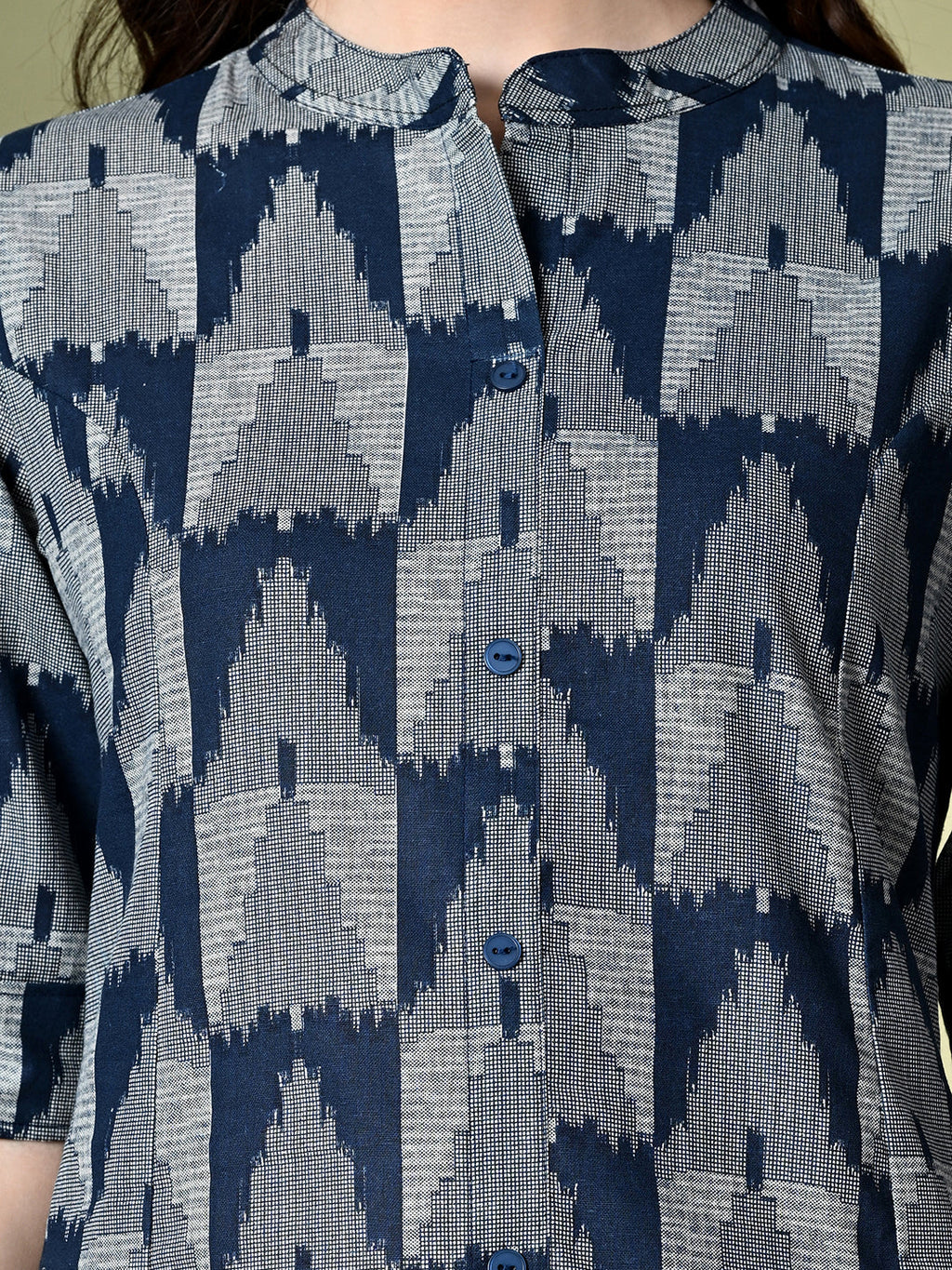 Myshka Women's Cotton Printed A-Line Kurta in Navy Blue Color