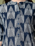 Myshka Women's Cotton Printed A-Line Kurta in Navy Blue Color