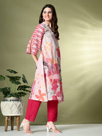 Myshka Women's Hakoba Printed A-Line Kurta in Off White Color