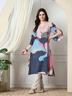 Myshka Women's Hakoba Printed A-Line Kurta in Multi Color