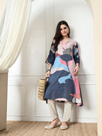 Myshka Women's Hakoba Printed A-Line Kurta in Multi Color