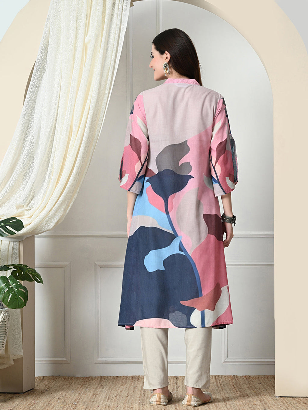Myshka Women's Hakoba Printed A-Line Kurta in Multi Color