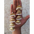Traditional Latkan Gold Plated Bridal And Occasional Wear White Pearl Earrings