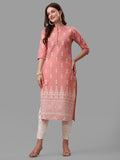 Ethnic Motif& Mandarin Collar Kurta With Cotton Pant Set, Multicolor - Hiral Fashion - Distacart