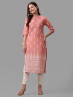 Ethnic Motif& Mandarin Collar Kurta With Cotton Pant Set, Multicolor - Hiral Fashion - Distacart