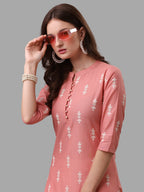 Ethnic Motif& Mandarin Collar Kurta With Cotton Pant Set, Multicolor - Hiral Fashion - Distacart