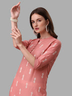 Ethnic Motif& Mandarin Collar Kurta With Cotton Pant Set, Multicolor - Hiral Fashion - Distacart