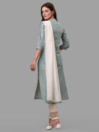 Embroidered Kurta With Pant & Dupatta Set, Multicolor - Hiral Fashion