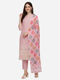 Lucknawi Embroidered Kurta With Pant & Dupatta, Multicolor - Hiral Fashion