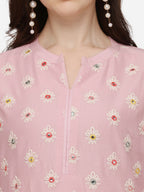 Lucknawi Embroidered Kurta With Pant & Dupatta, Multicolor - Hiral Fashion