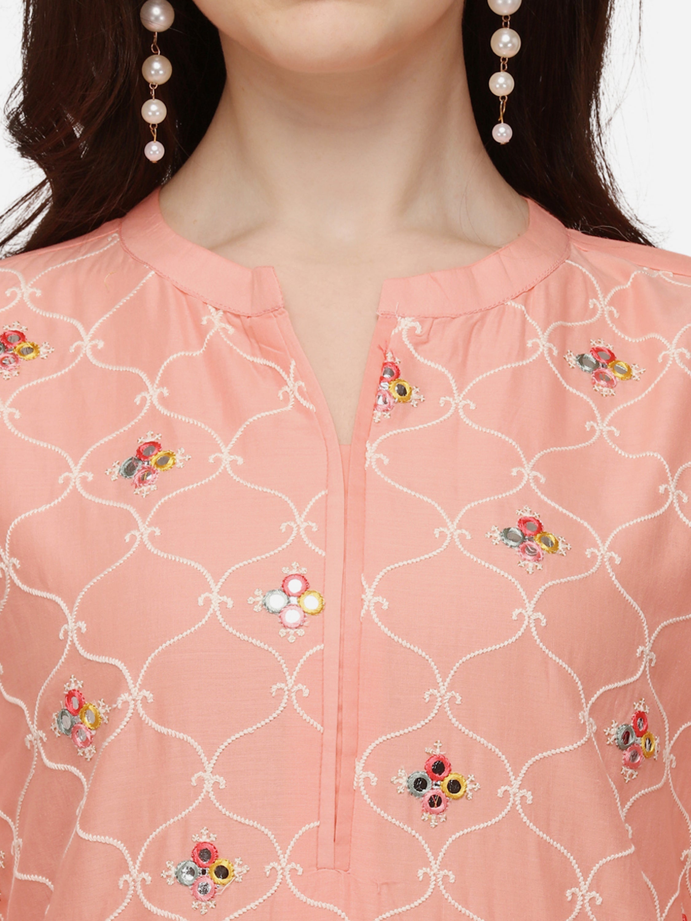 Lucknawi Embroidered Kurta With Pant & Dupatta, Multicolor - Hiral Fashion - Distacart