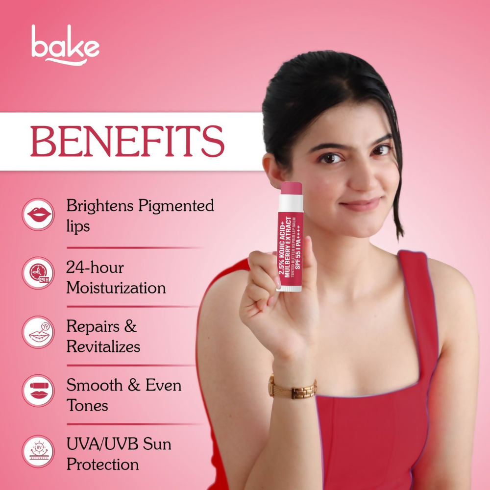 Bake 2.5% Kojic Acid Mulberry Extract Tinted Butter Brightening Lip Balm SPF 55 PA++++ - Distacart