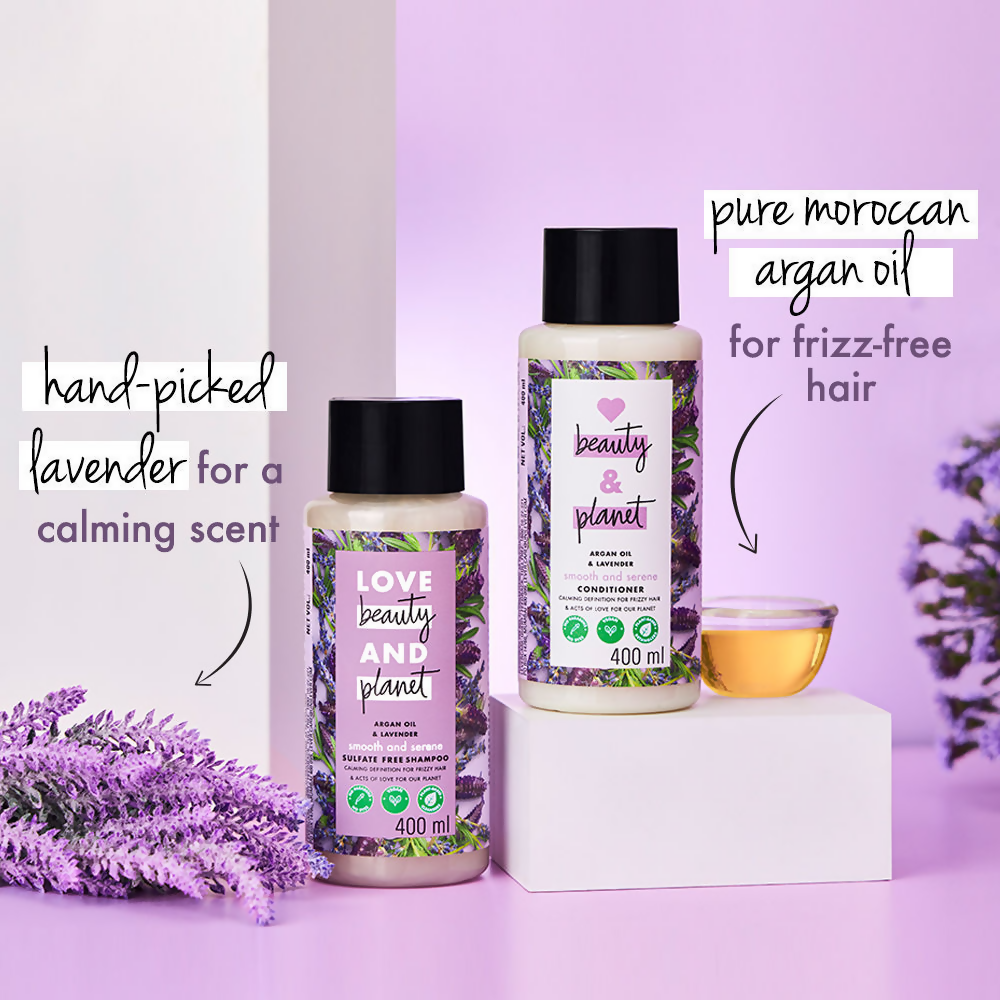 Love Beauty And Planet Argan Oil And Lavender Sulphate Free Shampoo For Dry & Frizzy Hair