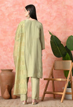 Joban Fashion Light Green Premium Pure Viscose Print Dola With Handwork Kurta Set