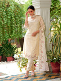 Mirror Embroidered Silk Kurta With Pant & Embroidered Organza Dupatta, Beige - Hiral Fashion
