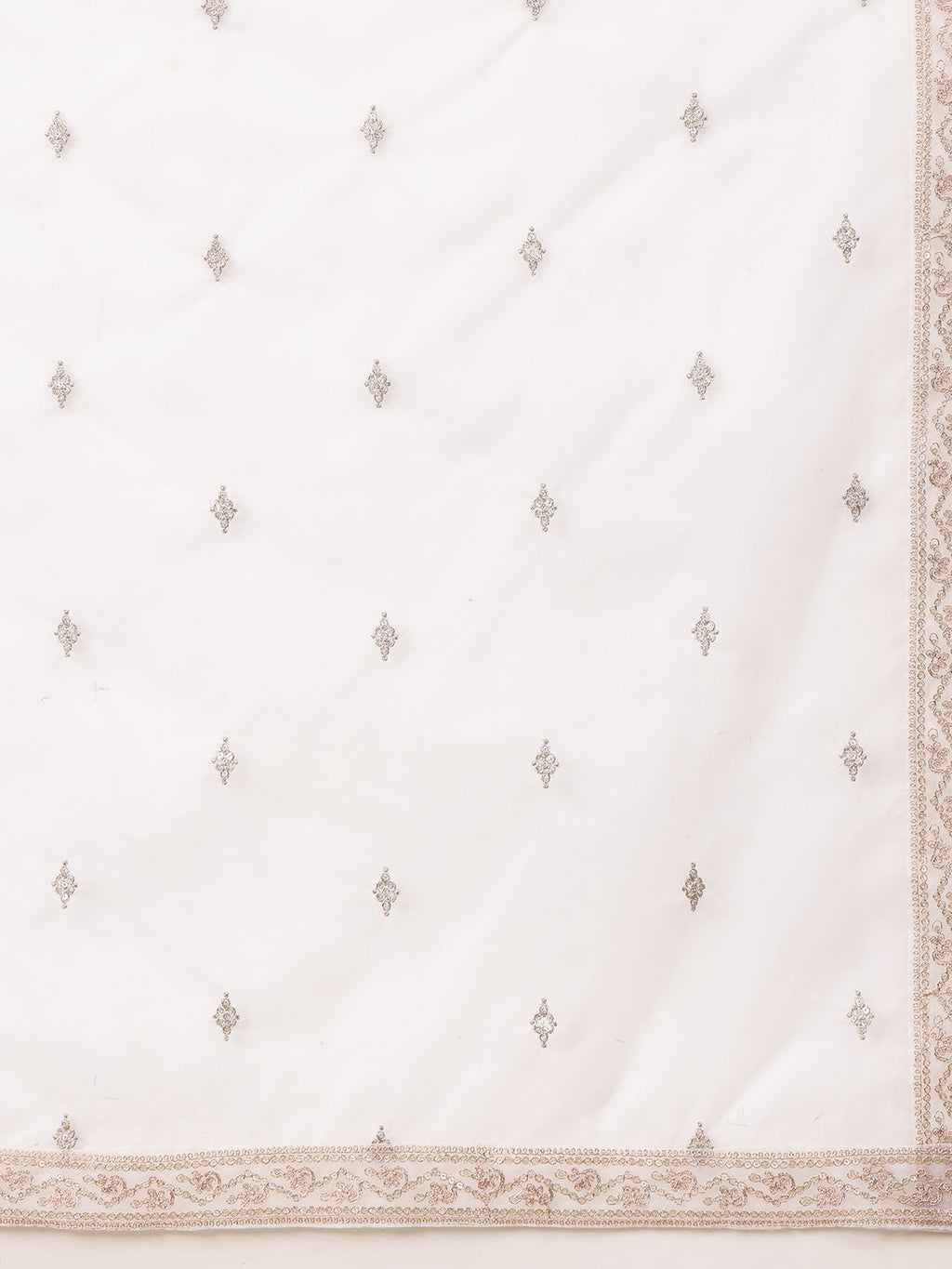 Embroidered Banarasi Jacquard Kurta With Pant & Embroidered Dupatta, Cream - Hiral Fashion - Distacart