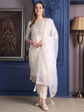 Embroidered Banarasi Jacquard Kurta With Pant & Embroidered Dupatta, Cream - Hiral Fashion - Distacart