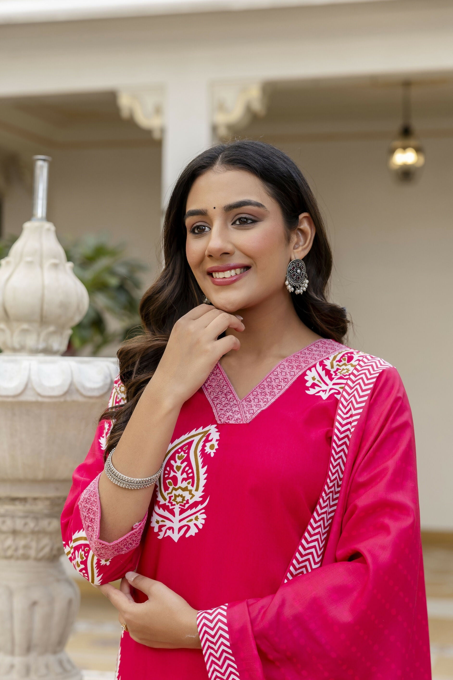 The52 Women's Beautiful Rayon Fabric Printed Work Straight Kurta Pant and Dupatta Set - Distacart