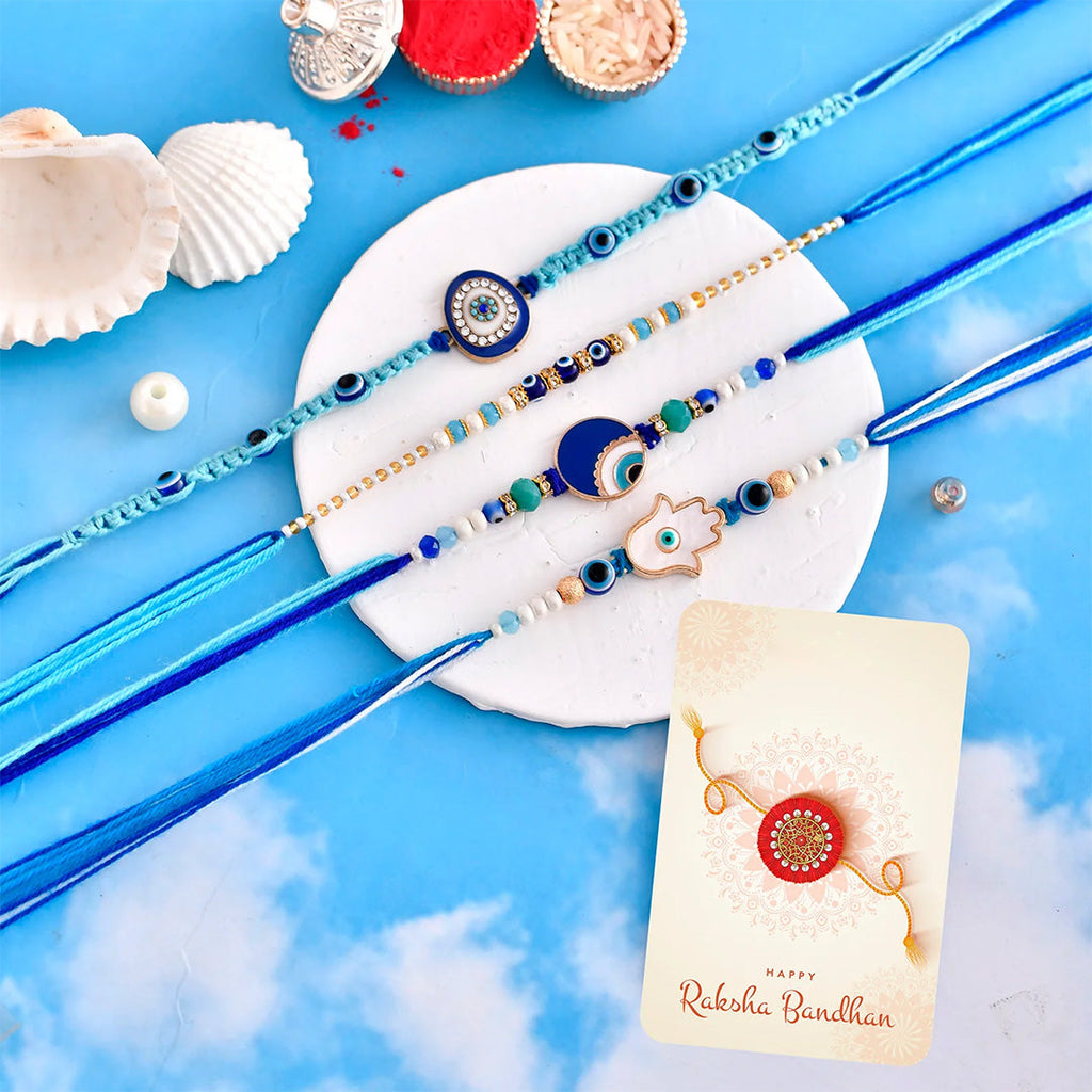 trueBrowns X Voylla Pack Of 4 Evil Eye Charms Men's Rakhis - Distacart