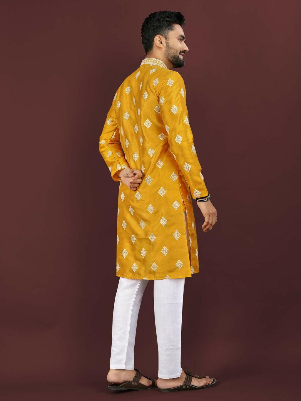 Anaita Yellow Embroidered Silk Straight Kurta