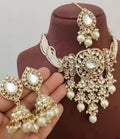 Jewel City Traditional Kundan Beaded Necklace Set for Women Gold-Plated Bridal Choker with Earrings & Tikka Ethnic Indian Jewelry