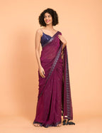 Suta Purple Grey Woven Design Saree With Tasseled Pallu - Distacart