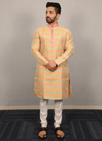 Prazu Fashion Yellow Soft Silk With Heavy Neck Design Kurta