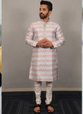 Prazu Fashion Sky Blue Soft Silk With Heavy Neck Design Kurta