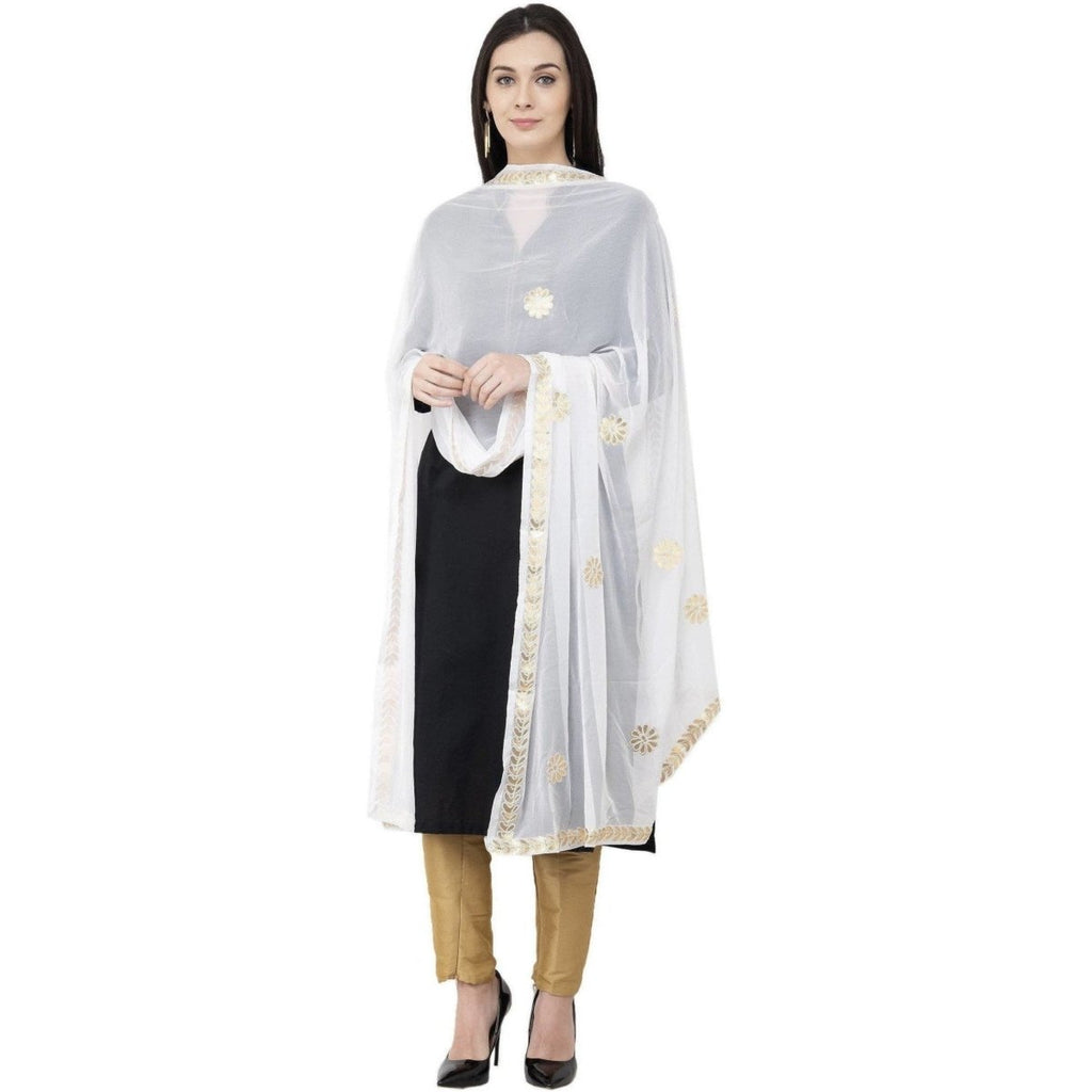 A R SILK Chiffon Gota Patti Fancy Dupatta White Color Dupatta or Chunni