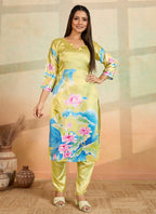 Prazu Fashion Light Yellow Printed Cotton Reyon Kurta Pant Set - Distacart