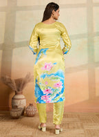 Prazu Fashion Light Yellow Printed Cotton Reyon Kurta Pant Set - Distacart
