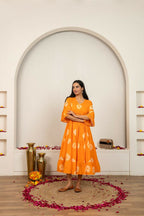Joban Fashion Orange Tie & Dye Cotton Dress - Distacart