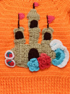 Chutput Kids Castle Design Solid Pullover Sweater - Orange