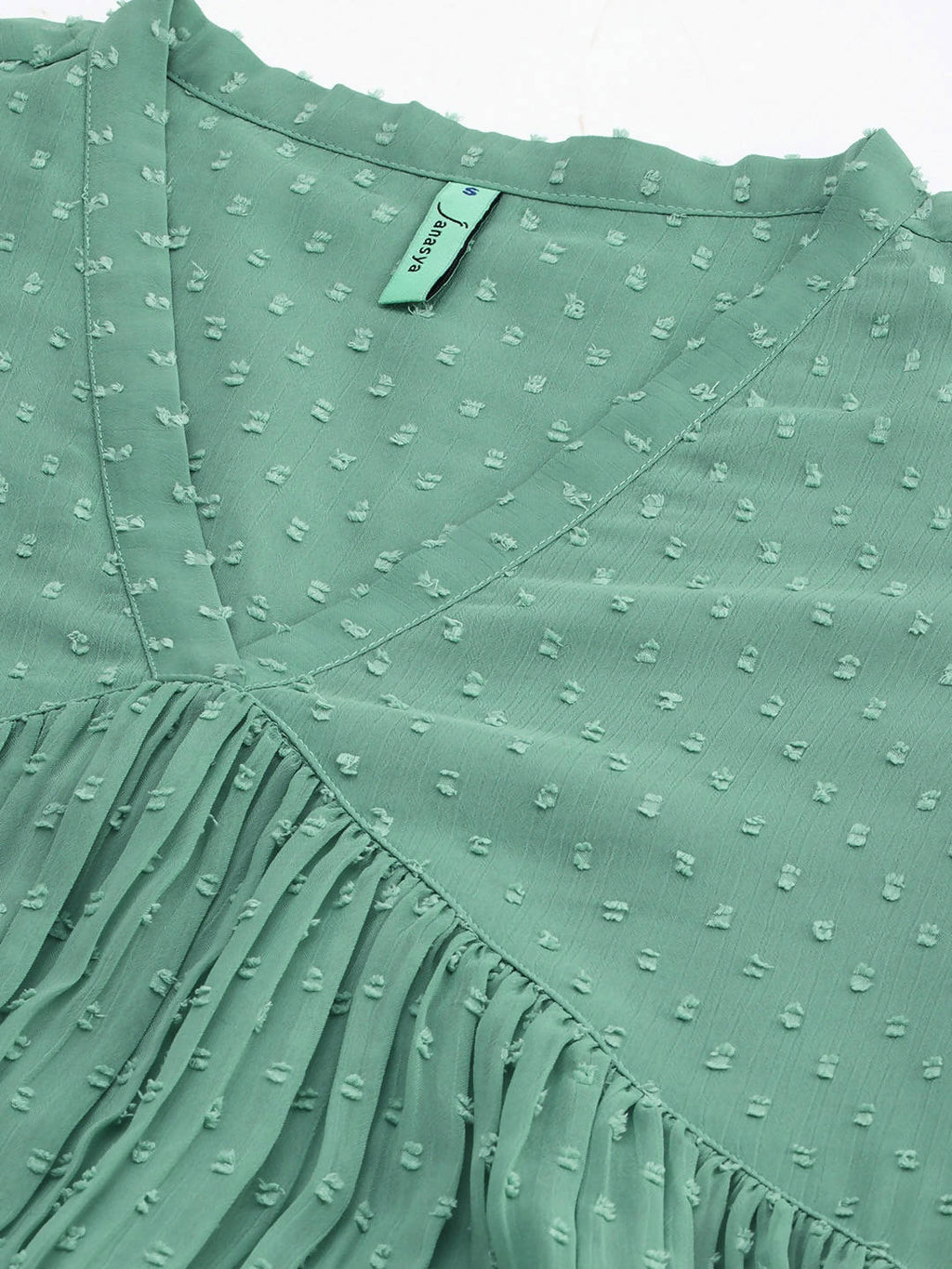 Janasya Green Solid Dobby Weave Kurta - Distacart