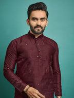 Maroon Color Stitched Men's Kurta for Functions by Infinity Export