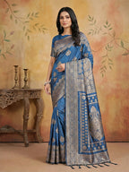 Shree Shyam Fashion Sky Blue Silk Blend Saree - Distacart