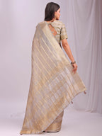 Shree Shyam Fashion Organza Cream Saree - Distacart