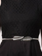 NVR Women Circular Silver Plated Stretchable Metal Belt