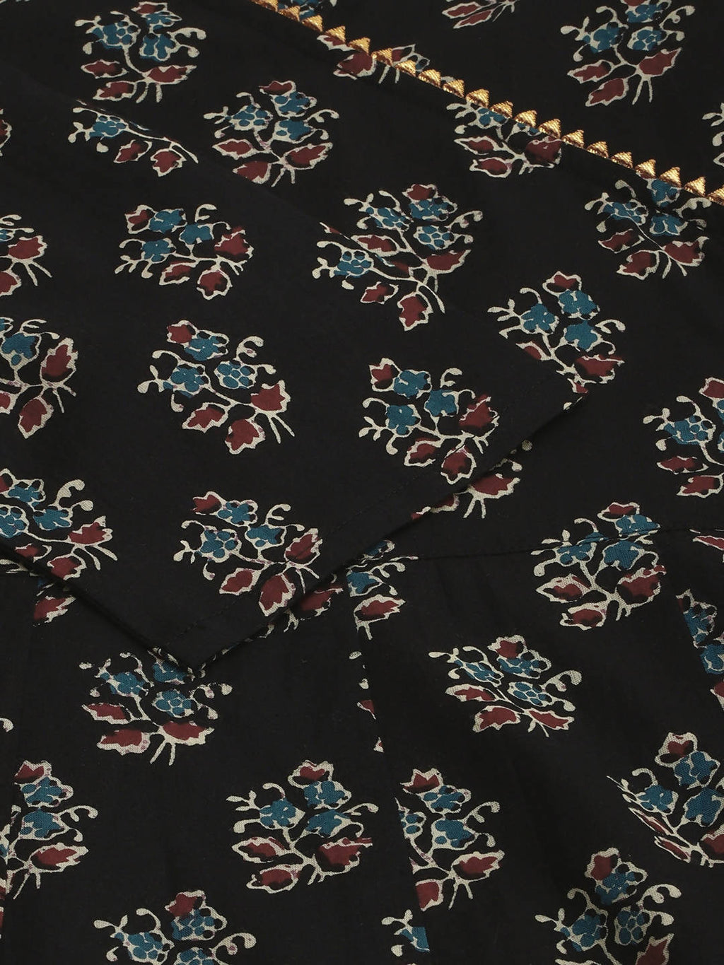 Janasya Black Ethnic Motif Printed Gotta Patti Anarkali Kurta - Distacart