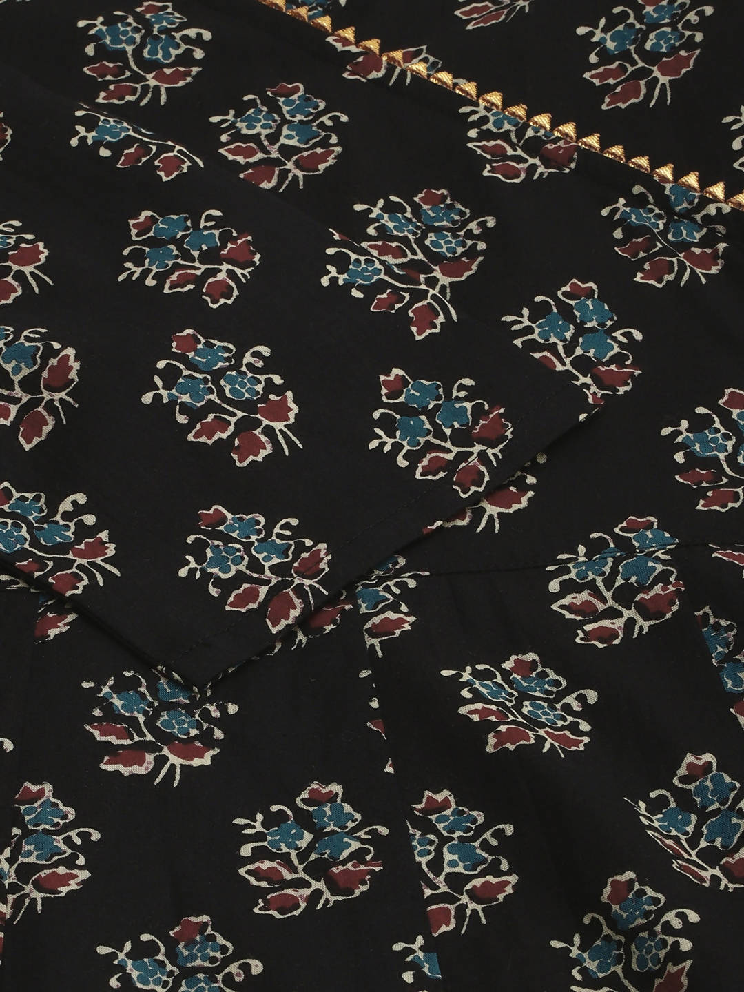 Janasya Black Ethnic Motif Printed Gotta Patti Anarkali Kurta - Distacart