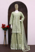 Anaita Green Heavy Net Readymade Suit with Embroidery & Sequence Work - Distacart