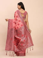 Shree Shyam Fashion Linen Cotton Peach Saree - Distacart