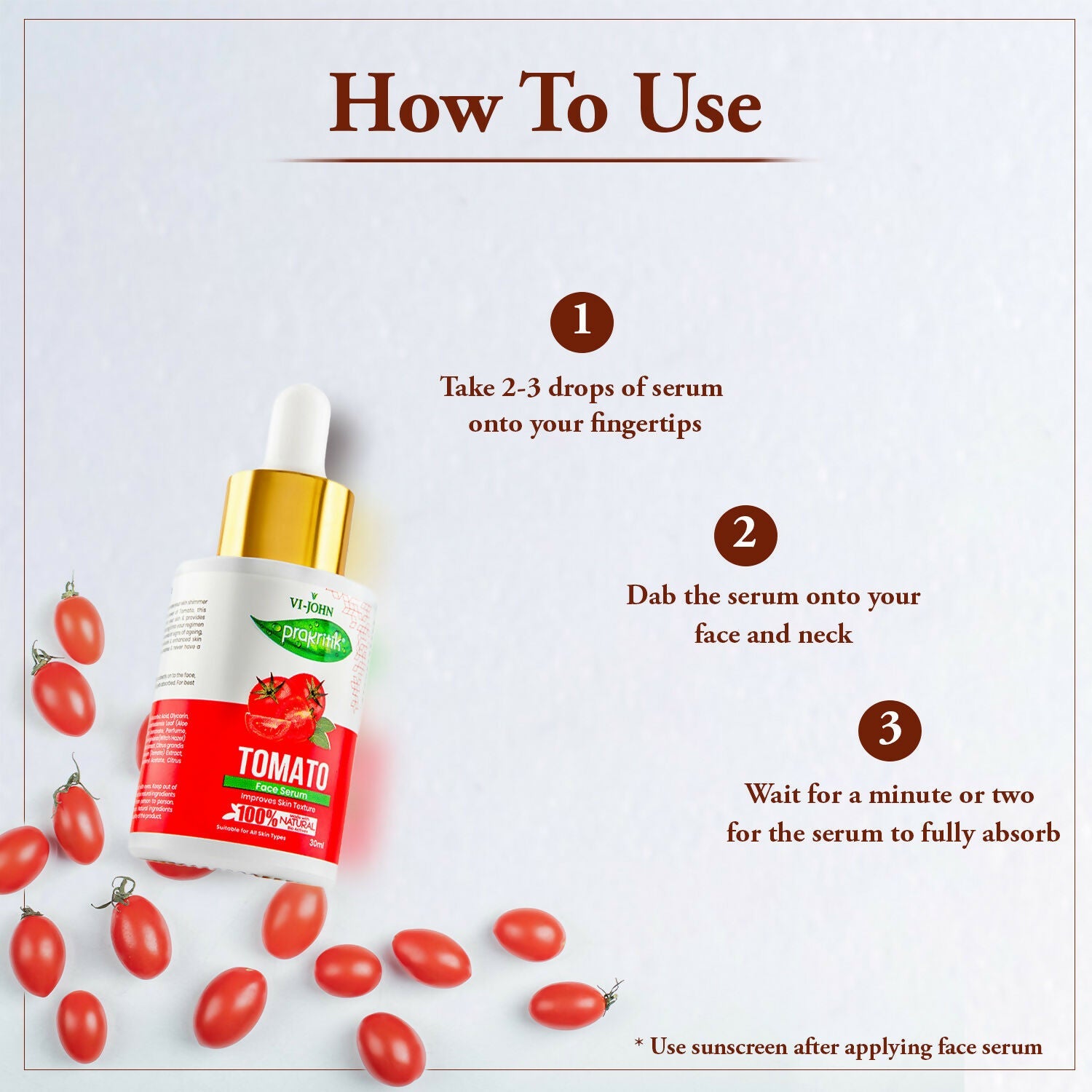 VI-JOHN Prakritik Tomato Face Serum, Moisturizes & Hydrates, Made With 100% Natural Bio Actives - Distacart