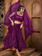 Myra Wine Heavy Embroidered Net Lehenga