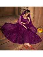 Myra Wine Heavy Embroidered Net Lehenga