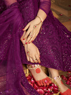 Myra Wine Heavy Embroidered Net Lehenga