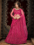 Myra Pink Heavy Embroidered Net Lehenga