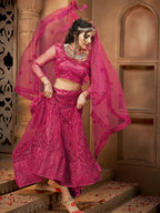 Myra Pink Heavy Embroidered Net Lehenga