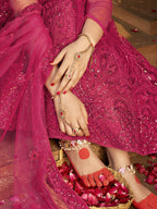 Myra Pink Heavy Embroidered Net Lehenga
