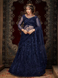Myra Navy Blue Heavy Embroidered Net Lehenga